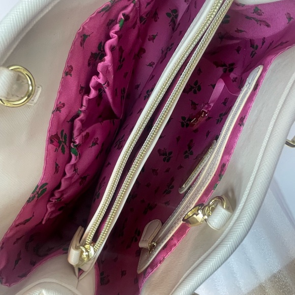 Betsey Johnson Cream Satchel with Gold Heart Accents - Picture 9 of 16